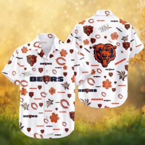 Chicago Bears White Tropical Floral Pattern NFL Hawaiian Shirt