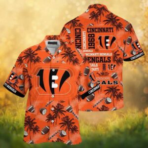 Cincinnati Bengals NFL Orange Tropical Palm Tree Hawaiian Shirt