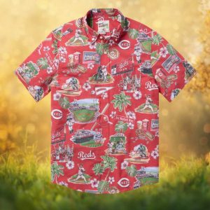 Cincinnati Reds MLB Gameday Scenic Tropical Button Up Hawaiian Shirt