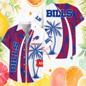 Custom Buffalo Bills Red & Blue Tropical Leaf Hawaiian Shirt Personalized Fan Gift Custom Buffalo Bills Red & Blue Tropical Leaf Hawaiian Shirt Personalized Fan Gift