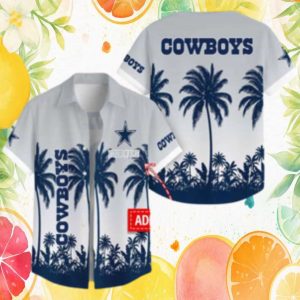 Custom Dallas Cowboys Hawaiian Shirt Minimalist White & Blue Palm Silhouette Custom Dallas Cowboys Hawaiian Shirt Minimalist White & Blue Palm Silhouette
