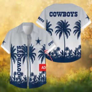 Custom Dallas Cowboys Hawaiian Shirt Minimalist White & Blue Palm Silhouette