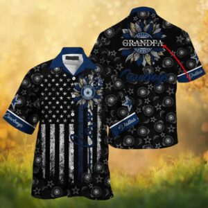 Custom Grandpa Dallas Cowboys Sunflower Patriotic Flag NFL Hawaiian Shirt