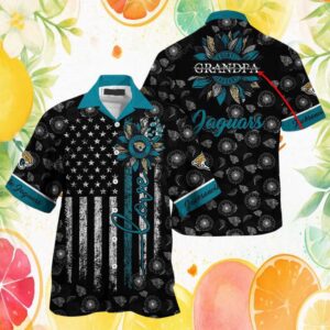 Custom Grandpa Love Jacksonville Jaguars NFL Flag Sunflower Summer Hawaiian Shirt
