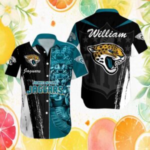 Custom Jacksonville Jaguars NFL Personalized Name Black White Hawaiian Shirt