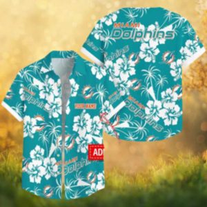 Custom Miami Dolphins Teal Floral Hawaiian Shirt Hibiscus Tropical NFL Hawaiian Shirt