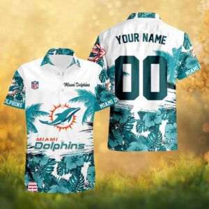 Custom Miami Dolphins Teal Floral Summer Beach Hawaiian Shirt
