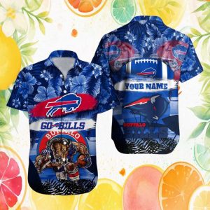 Custom Name Buffalo Bills Go Bills Floral Summer Hawaiian Shirt Custom Name Buffalo Bills Go Bills Floral Summer Hawaiian Shirt