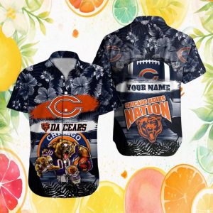Custom Name Chicago Bears Nation Tropical Football Hawaiian Shirt Custom Name Chicago Bears Nation Tropical Football Hawaiian Shirt