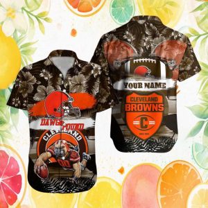 Custom Name Cleveland Browns Dawg Pound Football Hawaiian Shirt Custom Name Cleveland Browns Dawg Pound Football Hawaiian Shirt