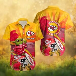 Custom Name Kansas City Chiefs Grogu Baby Yoda Summer Beach Hawaiian Shirt
