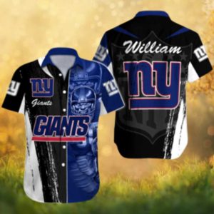Custom Name New York Giants Helmet Action Graphic Hawaiian Shirt