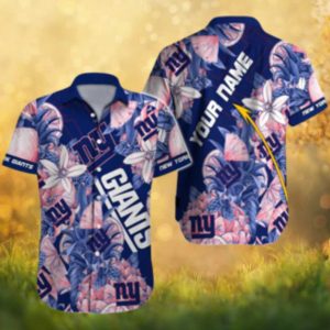 Custom Name New York Giants Tropical Pineapple & Floral Hawaiian Shirt