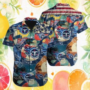 Custom Name Tennessee Titans Hibiscus & Football Logo Hawaiian Shirt