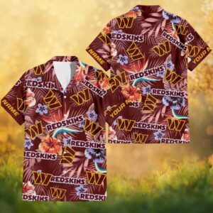 Custom Name Washington Redskins Floral Hibiscus Tropical Hawaiian Shirt