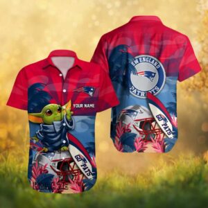 Custom New England Patriots Grogu Baby Yoda Tropical NFL Hawaiian Shirt