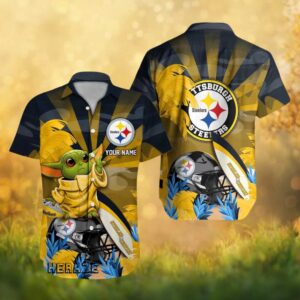 Custom Pittsburgh SHawaiian Shirtlers Baby Yoda Grogu Tropical NFL Hawaiian Shirt