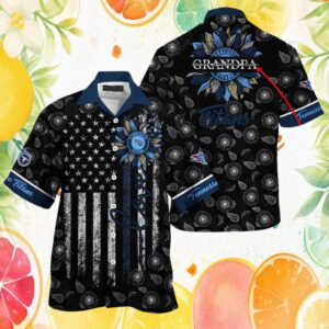 Custom Tennessee Titans Grandpa Love American Flag Sunflower Hawaiian Shirt