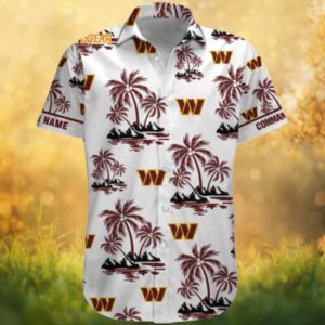 Custom Washington Commanders Logo Hawaiian Shirt White Tropical Summer Beach Wear