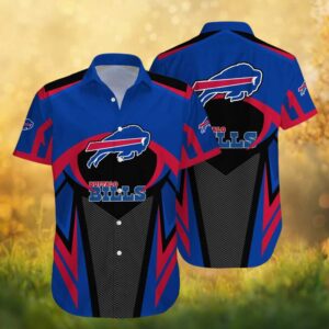 Buffalo Bills Modern V Stripe Athletic Button Up Hawaiian Shirt