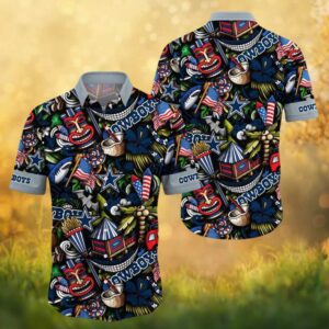 Dallas Cowboys 4th of July Patriotic Tiki Hawaiian Shirt Stars and Stripes Theme