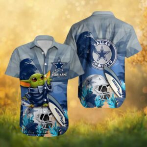 Dallas Cowboys America's Team Custom Name Grogu Baby Yoda Hawaiian Shirt