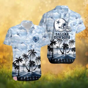 Dallas Cowboys Beach Palm Trees and Clouds NFL Hawaiian Shirt