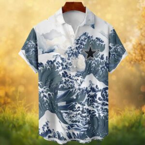 Dallas Cowboys Charcoal Great Wave Hawaiian Shirt NFL Team Spirit