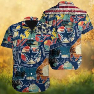 Dallas Cowboys Custom Name Vintage Multi Logo Collage NFL Hawaiian Shirt