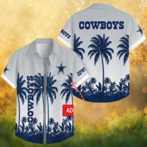 Dallas Cowboys Custom White Tropical Palm Tree Silhouette Hawaiian Shirt
