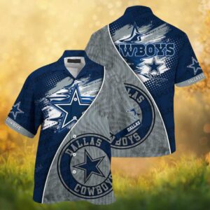 Dallas Cowboys Distressed Texture Gray & Blue Sport NFL Hawaiian Shirt