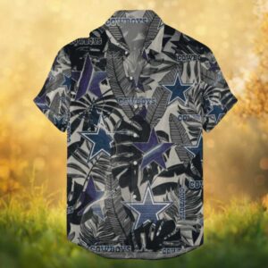 Dallas Cowboys Grey & Black Monotone Tropical NFL Hawaiian Shirt