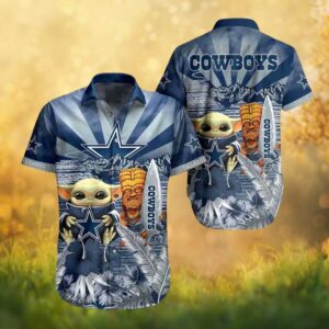 Dallas Cowboys Groovy Alien & Tiki Beach Party Hawaiian Shirt Funny NFL Fan Gift