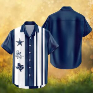 Dallas Cowboys Navy Blue Stripe NFL Summer Hawaiian Shirt Vintage Logo Button Down