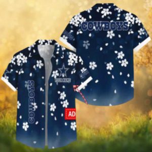 Dallas Cowboys Personalized Navy Cherry Blossom Floral Hawaiian Shirt