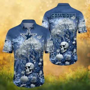 Dallas Cowboys Skull & Nightmare Flowers Gothic Navy Hawaiian Shirt Dallas Cowboys Skull & Nightmare Flowers Gothic Navy Hawaiian Shirt