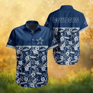 Dallas Cowboys Tropical Floral Navy Blue Hawaiian Shirt