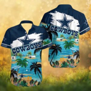 Dallas Cowboys Tropical Island Palms White Splatter NFL Hawaiian Shirt (1)