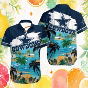 Dallas Cowboys Tropical Island Palms White Splatter NFL Hawaiian Shirt Dallas Cowboys Tropical Island Palms White Splatter NFL Hawaiian Shirt