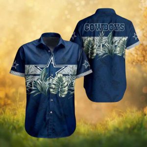 Dallas Cowboys Tropical Monstera Leaf Navy Hawaiian Shirt
