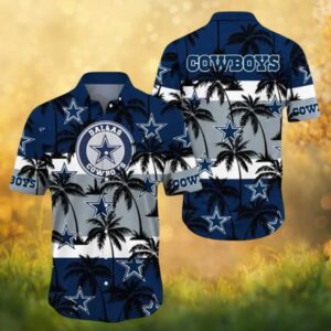 Dallas Cowboys Tropical Palm Tree Pattern Blue Hawaiian Shirt