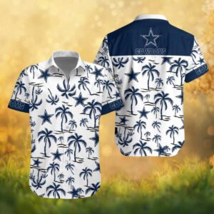 Dallas Cowboys Tropical Star & Palm Tree White Hawaiian Shirt