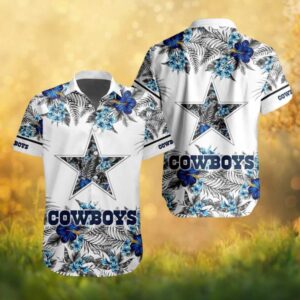 Dallas Cowboys White & Blue Hibiscus Floral Aesthetic Hawaiian Shirt