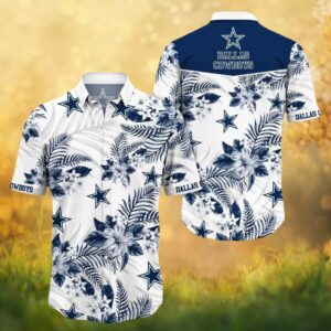 Dallas Cowboys White & Navy Star Floral Hawaiian Shirt