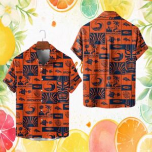 Denver Broncos NFL Orange Hawaiian Hawaiian Shirt Tiki Surf Style Football Fan Hawaiian Shirt