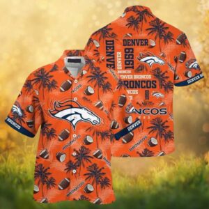 Denver Broncos Orange Tropical Coconut & Football Hawaiian Shirt