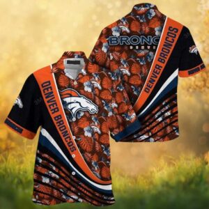 Denver Broncos Retro Floral V Stripe Contrast NFL Hawaiian Shirt