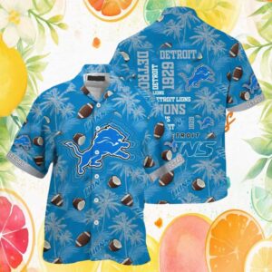 Detroit Lions 1929 Vintage Pattern Coconut & Palm Tree Hawaiian Shirt