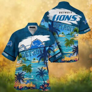 Detroit Lions Beach Paradise Summer Tropical NFL Hawaiian Shirt