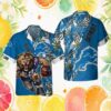 Custom Name Detroit Lions Palm Tree Sunset Blue Tropical Hawaiian Shirt Custom Name Detroit Lions Palm Tree Sunset Blue Tropical Hawaiian Shirt
